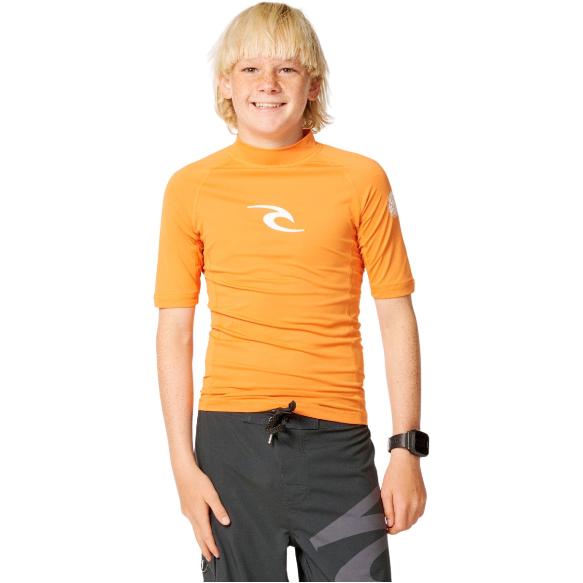 2026 Rip Curl Junior Waves UPF Short Sleeve Rash Vest 136BRV - Vitamin C